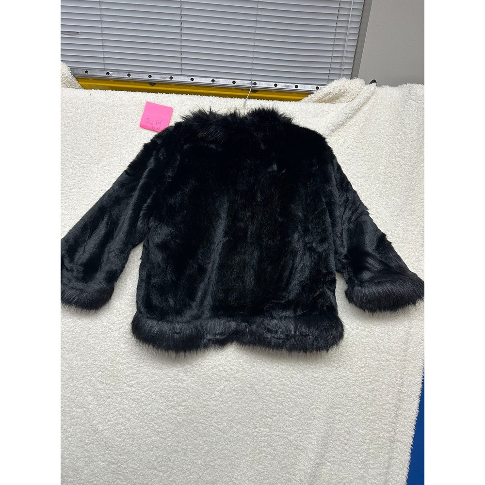 Coco + Carmen Black Faux Fur Open Front Crop Jacket Coat 1520236 Womens